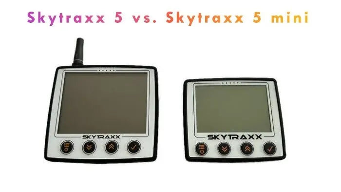 Skytraxx Variometer im Vergleich Skytraxx 5 in Frontansicht und daneben das Skytraxx 5 mini in Frontansicht