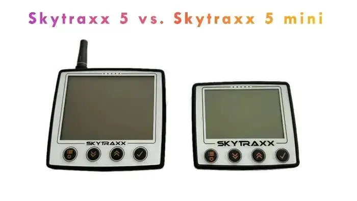 Skytraxx Variometer im Vergleich Skytraxx 5 in Frontansicht und daneben das Skytraxx 5 mini in Frontansicht