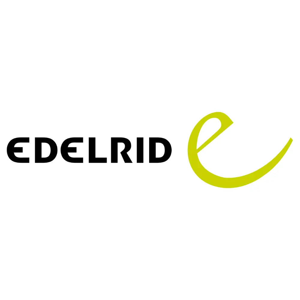 Logo vom Karabiner hersteller edelrid in schwarzer schrift und gruenem logo