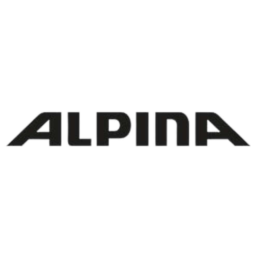 Logo vom Hersteller Alpina in schwarzer schrift