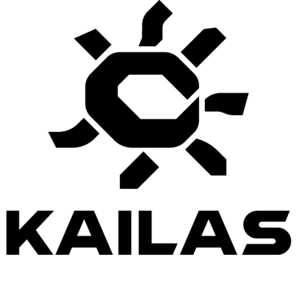 Logo vom Hersteller Kailas für Outdoor Produkte in Schwarzer fetter Schrift mit Sonne darüber