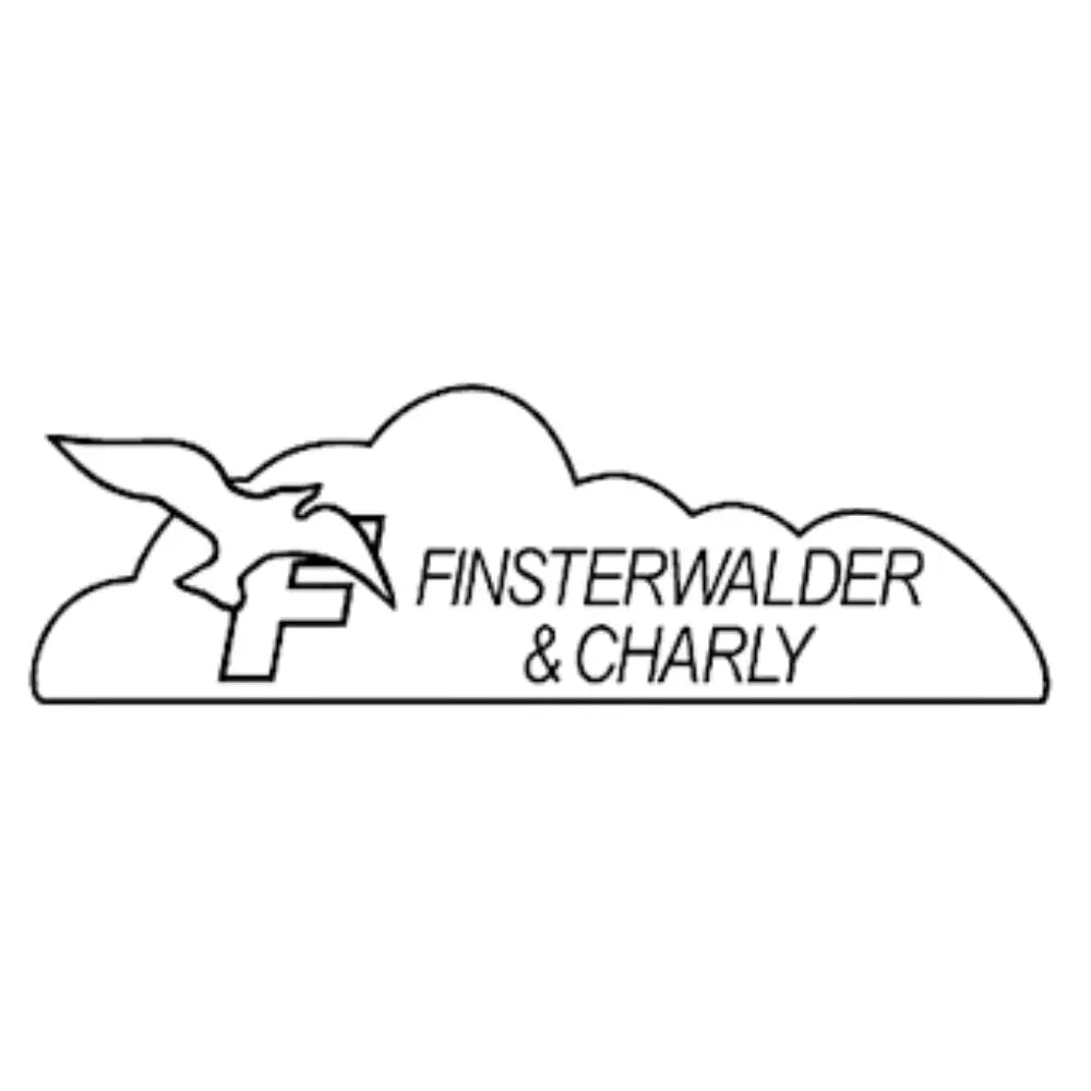 Logo vom Hersteller finsterwalder Charly in schwarzer schrift und einem adler darauf