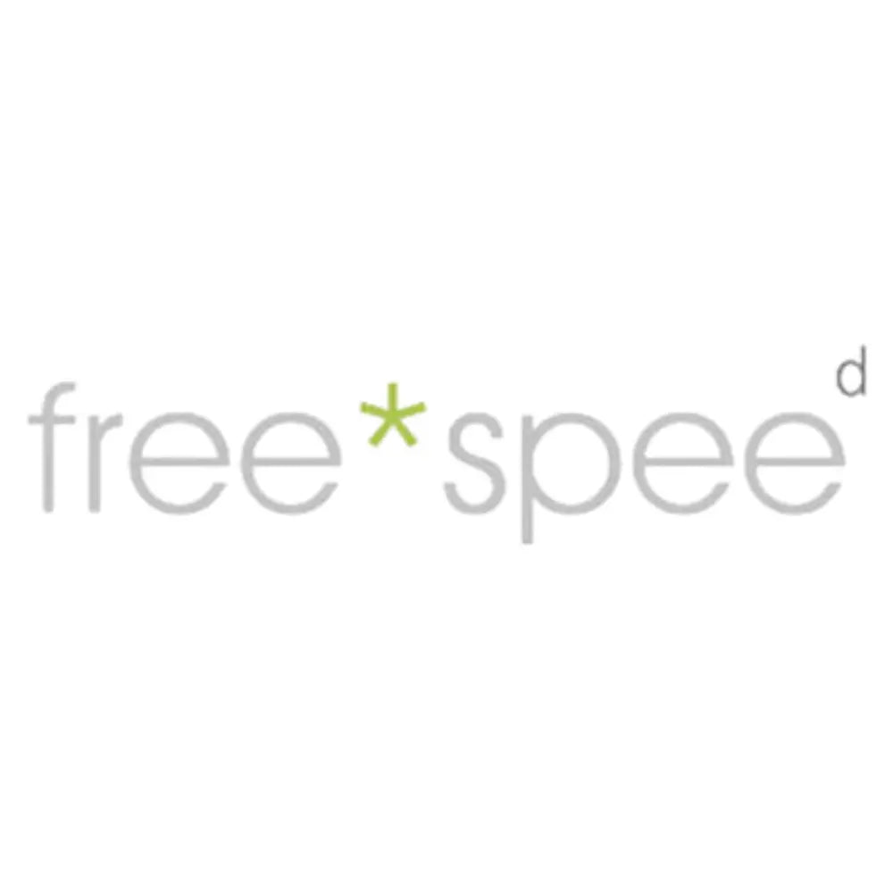 Logo vom Hersteller free spee fuer gleitschirm Beschleuniger logo in grauer schrift mit gruenem stern in der mitte und einem kleinen d am schluss