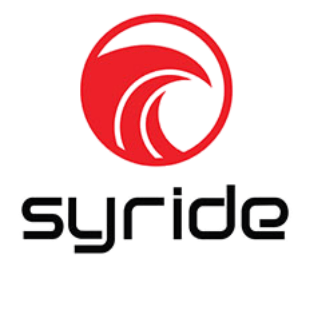 Logo vom Hersteller Syride Variometer im schwarzer Schrift und rotem Zeichen