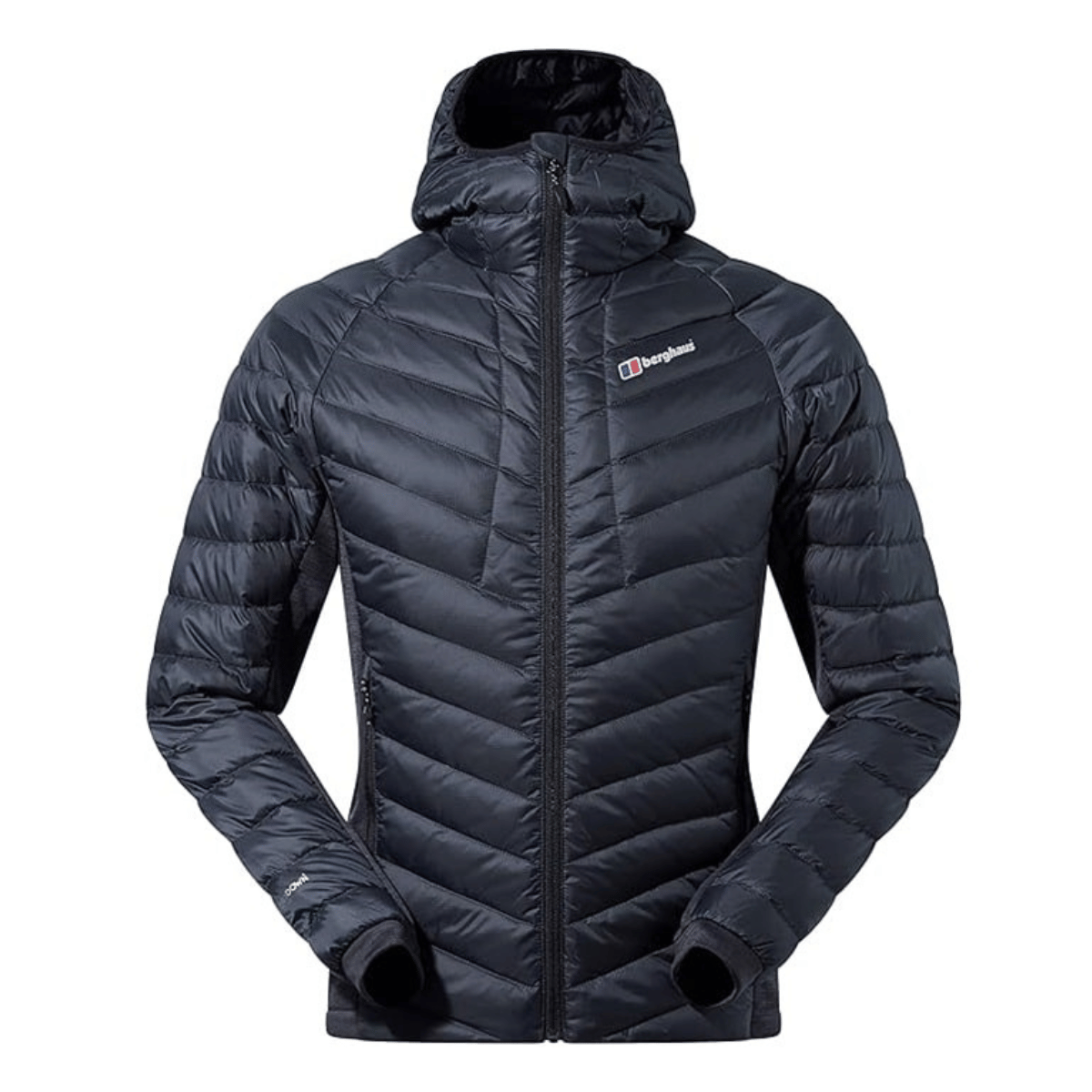 Kollektionsbild für Gleitschirm-Bekleidung repräsentiert durch eine schwarze Daunenjacke