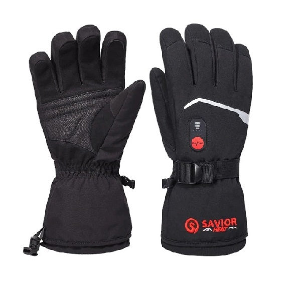 Savior HEAT Gloves Heizhandschuh: Schwarze, beheizbare Fingerhandschuhe mit Touchscreen-Funktion, wasserdicht und stoßdämpfend, ideal für Outdoor-Aktivitäten und kalte Wetterbedingungen.