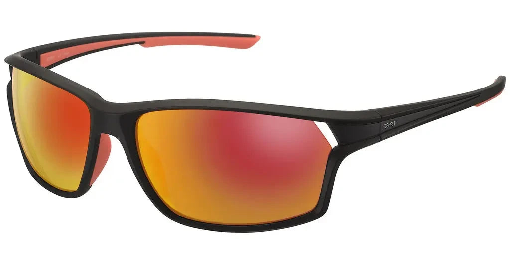 ESPRIT Sport E7 - Black Orange Sonnenbrille mit orangefarbenen Gläsern, ideal für Sport, bietet UV-400 Schutz und perfekten Sitz für Paragliding.