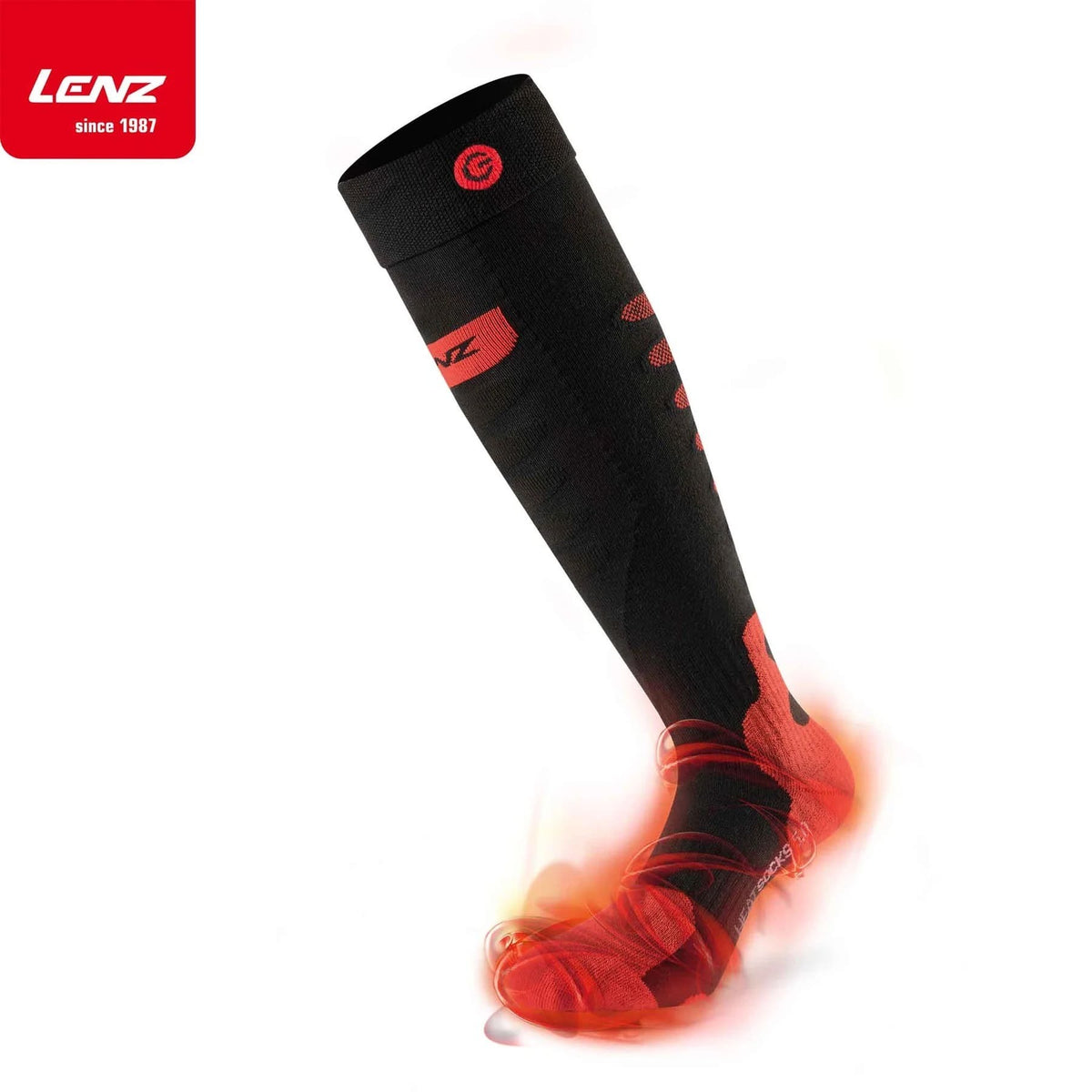 Lenz HEAT SOCK 5.1 Toe Cap Slim Fit SET, knielange Heizsocken mit integriertem Zehenschutz, ideal für schmale Füße, rutschfest dank Ringbandage, kompatibel mit Lenz Lithium Packs.