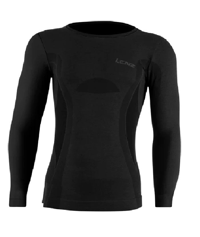 Lenz Merino 6.0 Longsleeve - Thermo Oberteil, schwarzes Langarmshirt mit Rundhals, ideal als Baselayer für kältere Tage, Merinowolle für Wärmeisolation und Komfort.