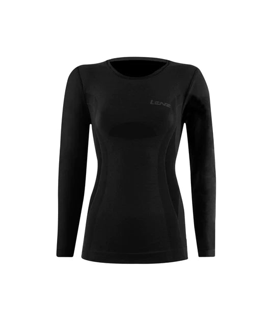 Lenz Merino 6.0 Longsleeve - Thermo Oberteil, schwarzes Langarmshirt mit Rundhals, ideal als Baselayer für kältere Tage, Merinowolle für Wärmeisolation und Komfort.