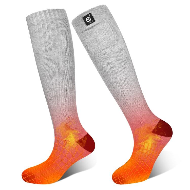 Savior HEAT SOCK Helsinki - SET, beheizbare Socken mit Flammenmuster, ideal für Outdoor-Aktivitäten, schnell aufheizend und komfortabel für kaltes Wetter.