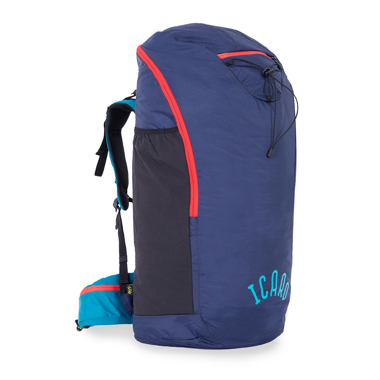 Icaro Rucksack XC und Hike & Fly, langlebiger blauer Rucksack, ideal für Gleitschirmausrüstung, ergonomisch mit großzügigem Stauraum, leicht und komfortabel für Abenteuertouren.