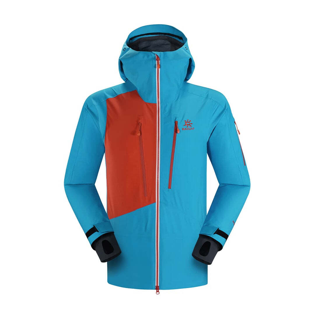 Kailas MONT PRO Hardshelljacke für Herren mit GORE-TEX, wasserdicht und atmungsaktiv, ideal für Skifahren, mit verstellbarer Kapuze und wasserabweisenden Reißverschlüssen.