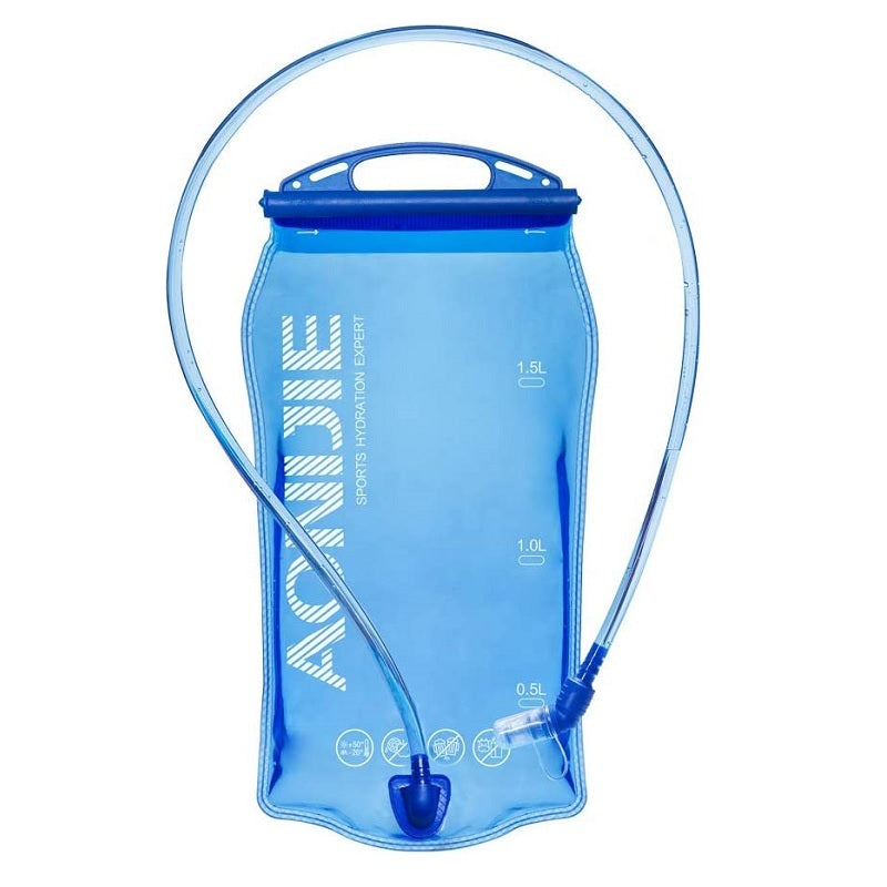 Aonijie Trinkblase PEVA, blau, mit abnehmbarem Schlauch und großem Einfüllöffnung, ideal für Outdoor-Aktivitäten wie Wandern und Gleitschirmfliegen.