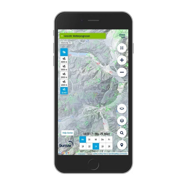 Burnair Map Premium Abo - Zum Vorteilspreis: Smartphone mit Kartendarstellung, ideal für Paragliding24 Kunden, die ein Premium Map Abo abschließen möchten.