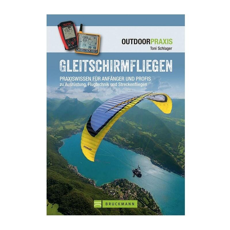 Buchcover von Gleitschirmfliegen - Praxiswissen! mit gelbem Fallschirm über Wasser, umfassendes Handbuch für Anfänger und Profis von Toni Schlager.