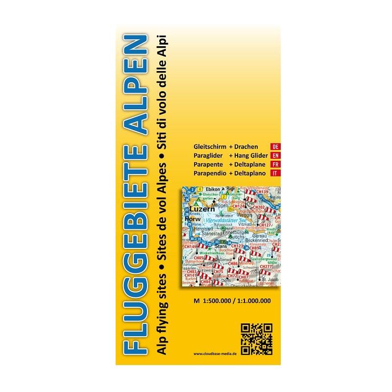 Fluggebiete Alpen - Flugkarte: Karte für Gleitschirm- und Drachenflieger mit über 1.000 Fluggeländen in den Alpen, ideal für Flugplanung und Reisen.