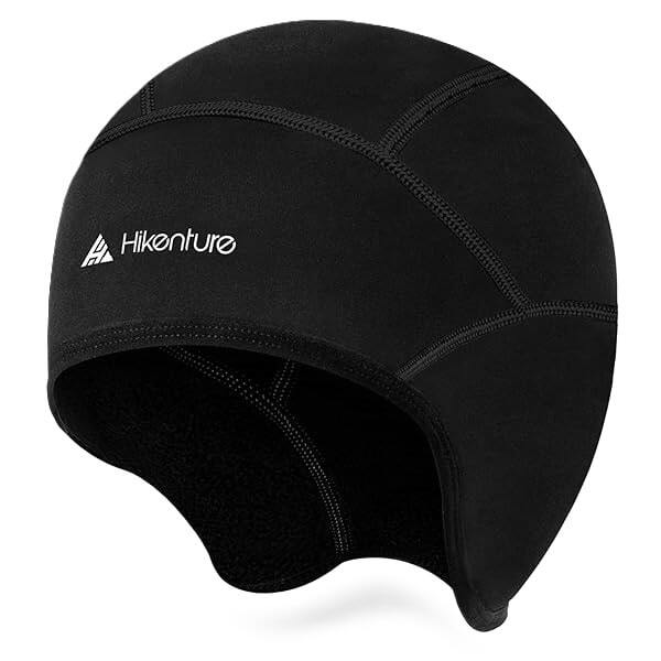 Hikenture Helm-Unterziehmütze, ideal für Flughelme, bietet Komfort und Feuchtigkeitsschutz, passend für Sportaktivitäten, mit Brillen- und Kopfhörerdesign für erhöhten Tragekomfort.