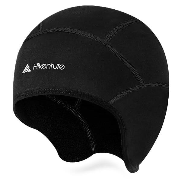 Hikenture Helm-Unterziehmütze, ideal für Flughelme, bietet Komfort und Feuchtigkeitsschutz, passend für Sportaktivitäten, mit Brillen- und Kopfhörerdesign für erhöhten Tragekomfort.