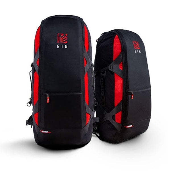 GIN Classic Comfort Rucksack 110L/130L, ergonomisch gestalteter Rucksack mit verstellbaren Riemen und Reißverschlussfach, ideal für Paragliding-Zubehör und komfortables Tragen.