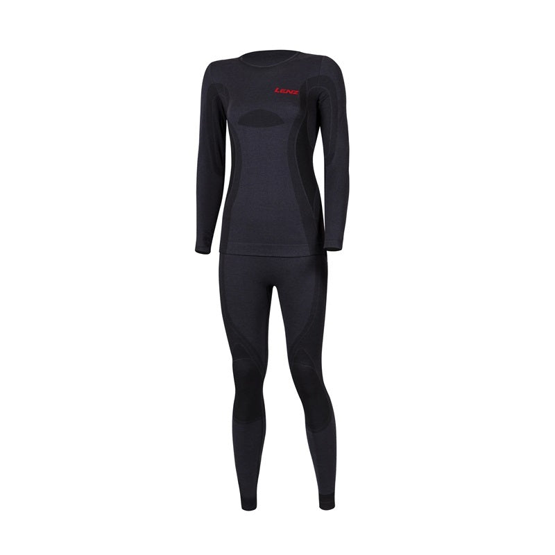 Lenz Merino 6.0 Longsleeve SET - Damen: Funktionelle Thermokleidung aus Merinowolle, ideal als Baselayer für kältere Tage, bestehend aus Langarmshirt und langer Unterhose.