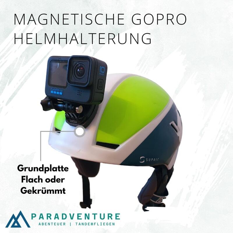 Helm mit Magnetische GoPro Helmhalterung und Kamera, speziell für Gleitschirmflieger entworfen, um Sicherheitsrisiken zu minimieren. Perfekt für Paragliding-Enthusiasten.