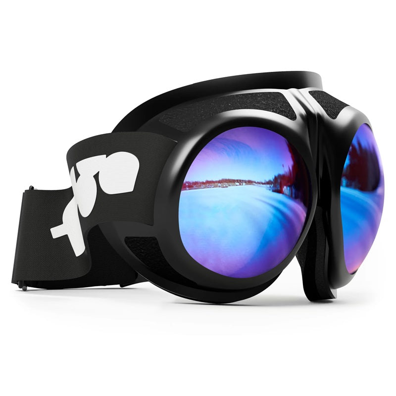 RovFluga Goggles - ML Blue | Orange Lens, hochwertige Fliegerbrille mit austauschbaren ZEISS-Gläsern, ideal für Gleitschirmflieger, bietet hervorragende optische Qualität und UV-Schutz.