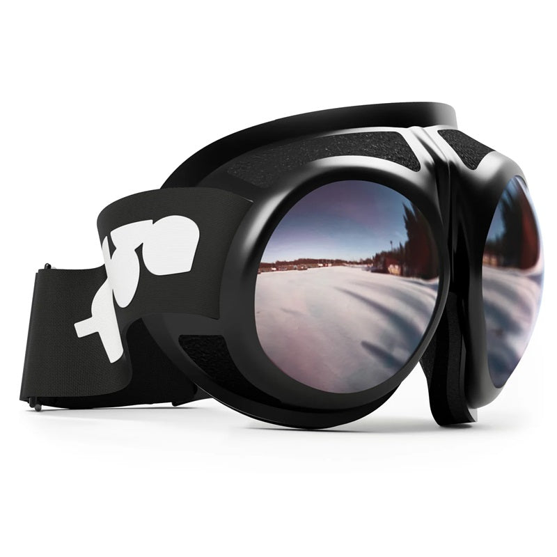 RovFluga Goggles - Super Silver | Orange Lens, reflektieren schneebedeckte Landschaft, ideal für Paragliding bei hellen Bedingungen. Hochwertige ZEISS-Gläser bieten UV-Schutz und verzerrungsfreie Sicht.