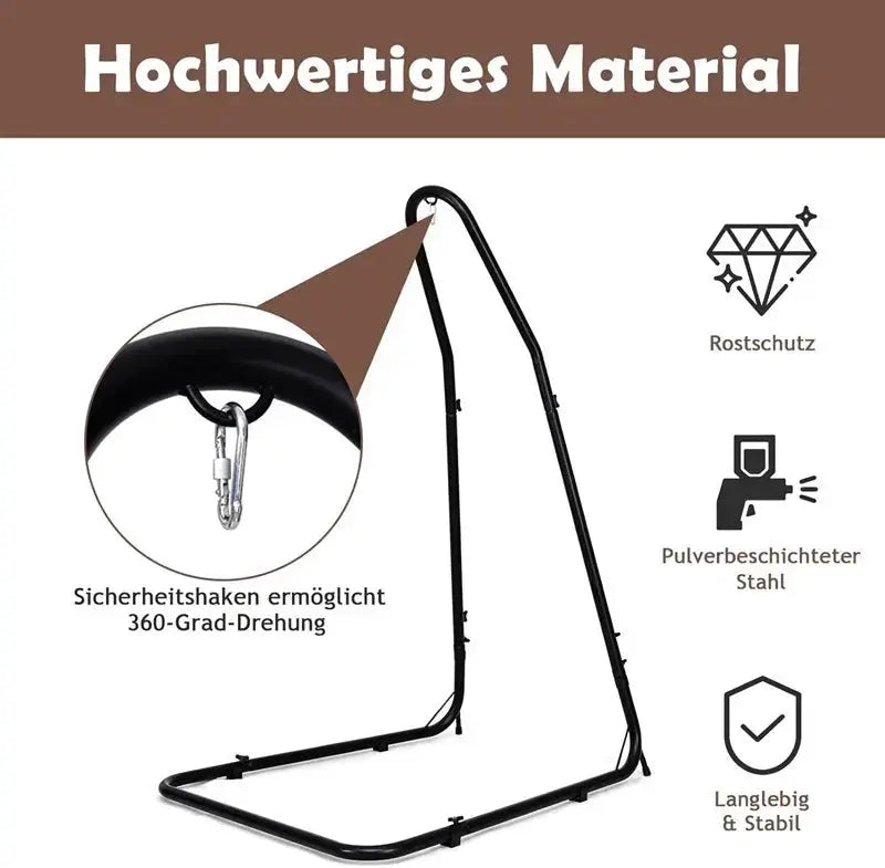 Gestell für Gurtzeug Aufhängung, stabiler Metallrahmen mit Karabiner zur flexiblen Höhenverstellung, ideal für den Innen- und Außeneinsatz, tragfähig bis 150 kg.