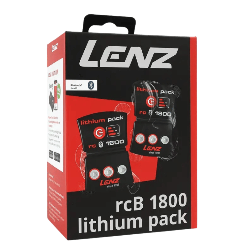 Lenz LITHIUM PACK Bluetooth 1200-1800-2000mAh, wiederaufladbare Akkupacks in rot-schwarzer Verpackung, mit regulierbarer Heizdauer, perfekt für Paragliding-Zubehör.