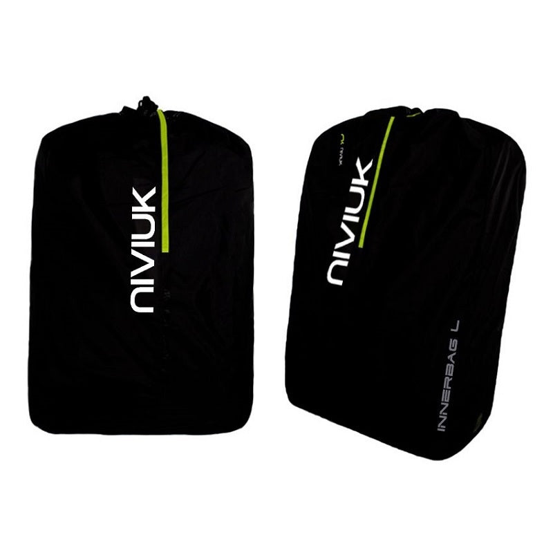 Niviuk Inner Bag - Packsack: Schwarzer Innenpacksack mit weissem NK-Logo, idealer Schutz für Gleitschirme, optimiert für Langlebigkeit und einfache Lagerung.