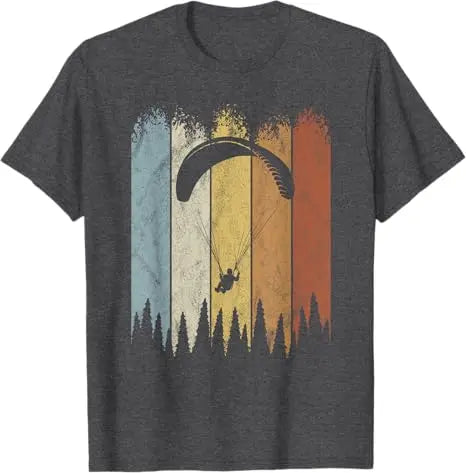 Paragliding T-Shirt 80'er Retro mit Fallschirmspringer-Grafik, ideal für Gleitschirmsportler, aus 100% Baumwolle, perfekt für Paragliding-Liebhaber.