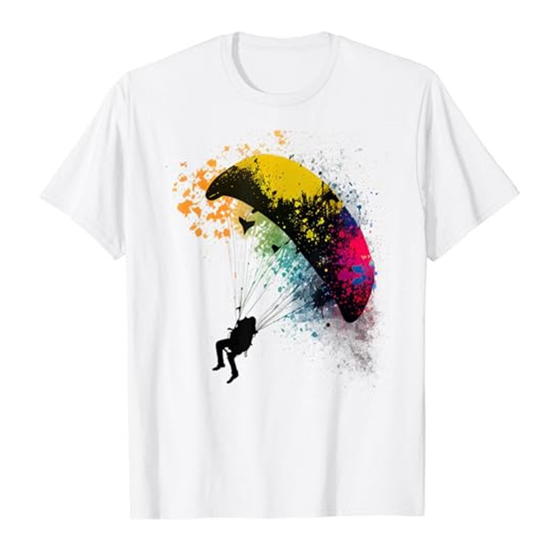 Paragliding T-Shirt Painted mit Fallschirmspringer-Motiv, ideal für Gleitschirmflieger. Perfekt für Sportliebhaber, klassisch geschnitten, aus 100% Baumwolle.