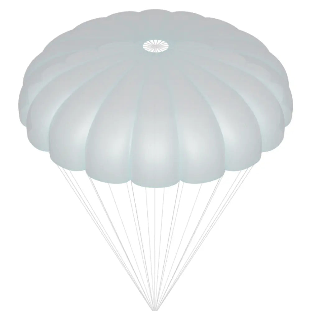 Niviuk Cires Rundkappe, moderne Rettungsschirmkonstruktion, zeigt runde Kappe mit zusammenlaufenden Leinen, ideal für schnelle, stabile Öffnung und sicheres Sinken beim Gleitschirmfliegen.