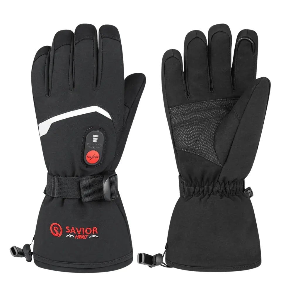 Savior HEAT Gloves Heizhandschuh: Schwarze, beheizbare Fingerhandschuhe mit Touchscreen-Funktion, wasserdicht und stoßdämpfend, ideal für Outdoor-Aktivitäten und kalte Wetterbedingungen.