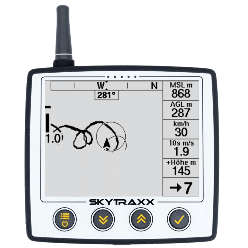 Skytraxx 5 FF GPS-Gerät im Nahaufnahme, ein hochpräzises Fluginstrument mit FANET und FLARM, ideal für Gleitschirmflieger bei Paragliding24.ch.