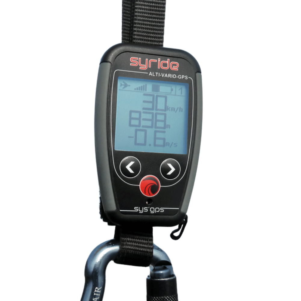 Syride SYS Alti V3 - Alt Vario, ein leichtes GPS-Fluginstrument mit variabler Anzeige und Höhenmesser, ideal für Gleitschirmflieger.