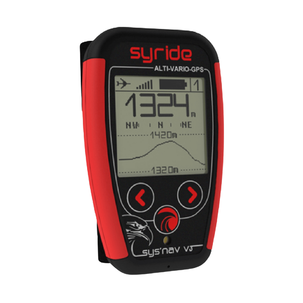 Syride SYS&#39;Nav V3 GPS-Variometer, Nahaufnahme; präzises Navigationsgerät mit G-Sensor, ideal für Gleitschirmfliegen. Hochwertiges Fluginstrument von Paragliding24.ch.