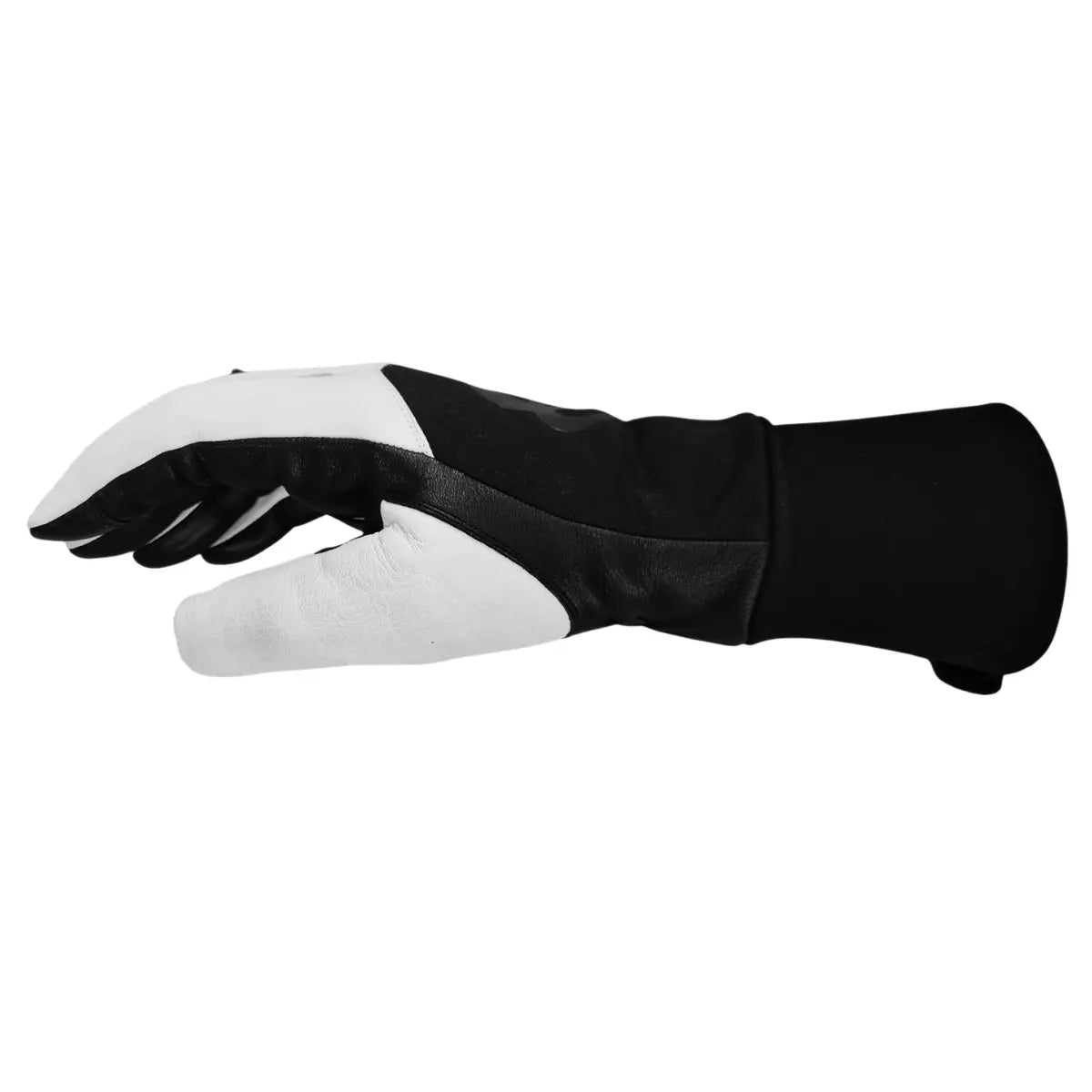 Basisrausch Kristall TOUCH Gleitschirm-Flughandschuh, isoliert, Rückansicht. Zweifarbige Doppel-Shell-Konstruktion für Flexibilität, winddicht und wasserabweisend, ideal für drei Jahreszeiten.
