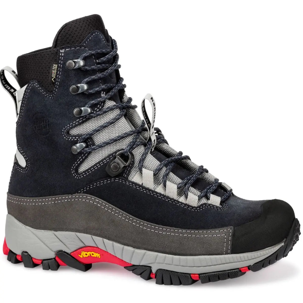 Hanwag SKY GTX Gleitschirm Bergschuh, detailreicher Blick auf die robuste Vibram® Mars Sohle und Ringschnürung für sicheren Halt bei Starts und Landungen.