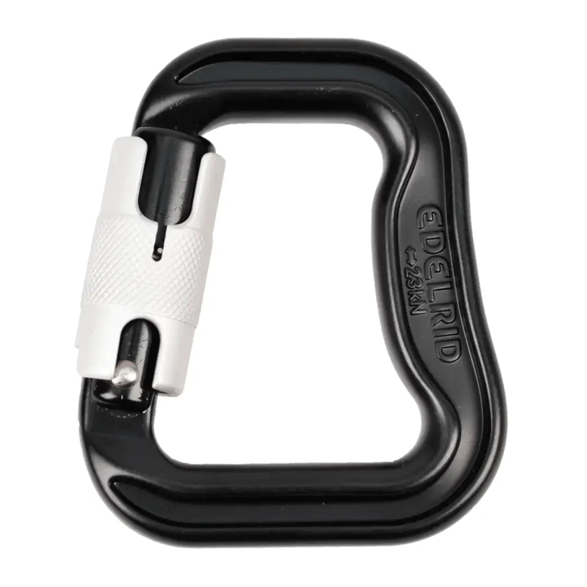 Roter Edelrid Gleitschirm-Karabiner aus Aluminium mit Schraubverschluss und eingraviertem Logo, ideal für sichere Befestigung.
