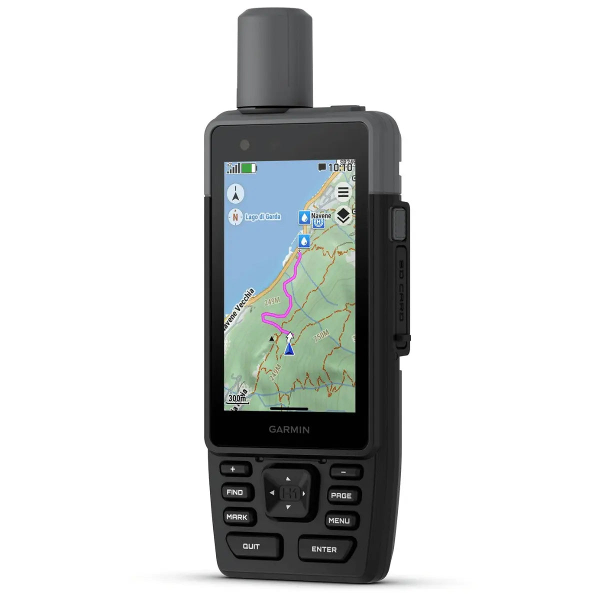 Garmin GPSMAP H1 & H1i Plus Outdoor-Navigationsgerät mit Farbdisplay, zeigt eine topografische Karte mit Wanderroute an.