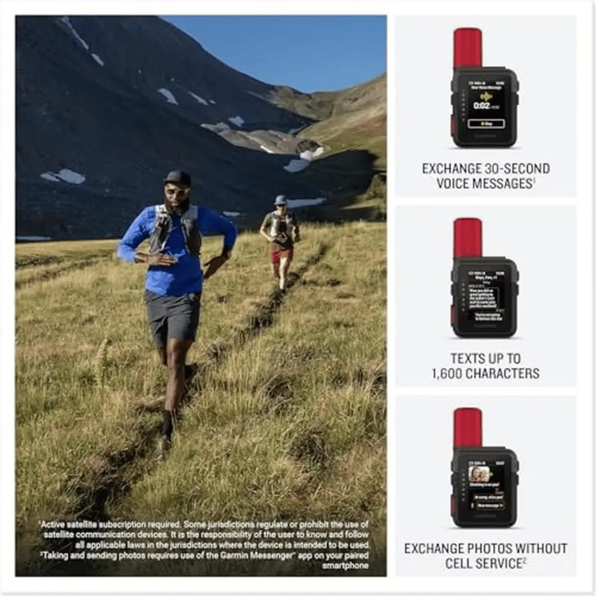 Kompakter, roter und schwarzer Garmin inReach Mini 3 Plus Satellitenkommunikator mit beleuchtetem Display für Outdoor-Abenteuer.