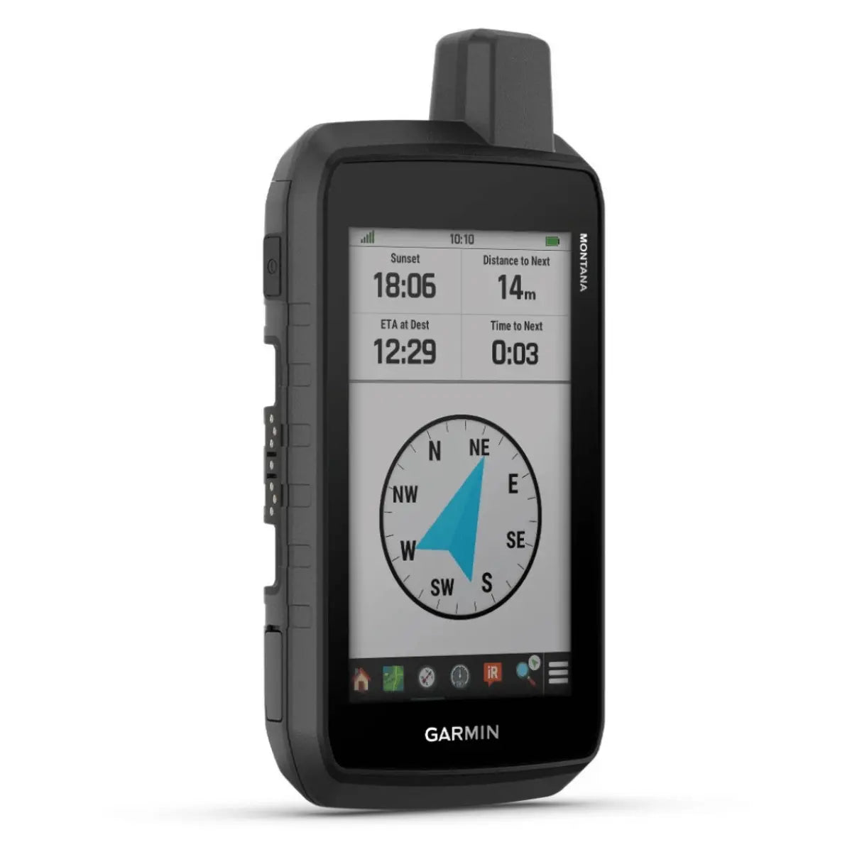 Garmin Montana 710 Handheld-GPS-Gerät mit Farbdisplay, Kompass und Routeninformationen.