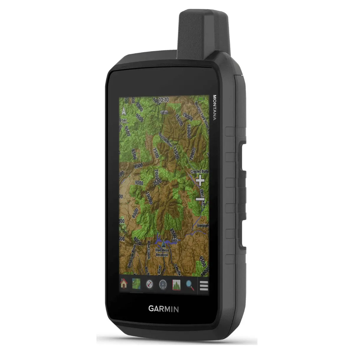 Garmin Montana 710i Outdoor-Navigationsgerät mit detaillierter TopoActive-Karte und robustem, wasserdichtem Gehäuse.