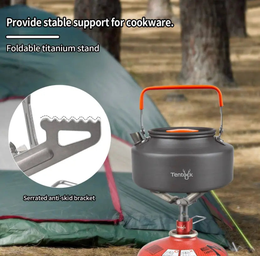 Gaskocher Aufsatz ultraleicht 25g Titan auf Campingkocher, ideal für Gleitschirm-Abenteuer, mit hoher Brennkraft und effizientem Feuerregelventil, perfekter Begleiter für Outdoor-Aktivitäten.