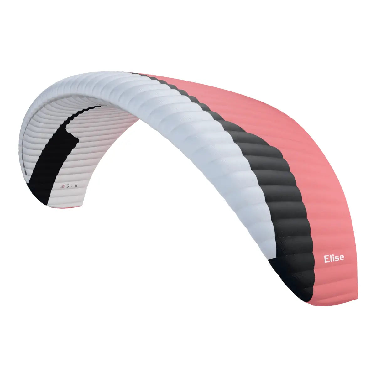 Gin Elise - Leichtgewichtiger EN-A Gleitschirm mit pink-schwarzem Design, ideal für Einsteiger, Thermikflüge und Hike & Fly. Hochwertiges Zubehör von Paragliding24.ch.