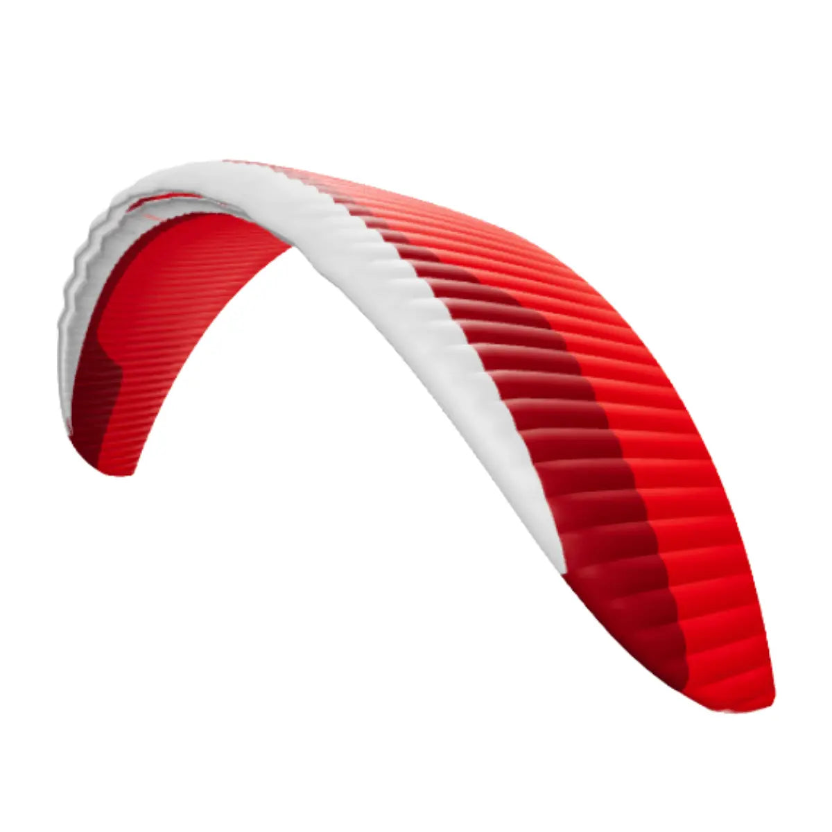 Gin GTO 3 (EN-C) Gleitschirm mit zweifarbiger grau/weißer und roter Kappe, optimiert für erfahrene XC-Piloten, bietet Leistung und Stabilität.