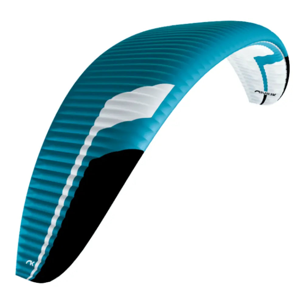 Niviuk Artik R 2 - Zweileiner, Paragliding-Schirm mit hoher Geschwindigkeit und Stabilität, ideal für Wettkampffliegen, gezeigt mit einem orangen und weiss-grünem Design im Gleitschirmshop.