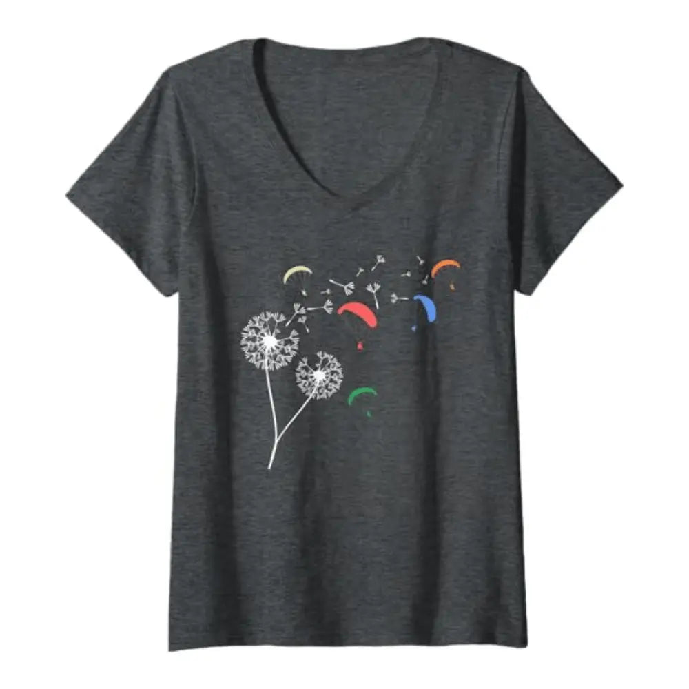 Paragliding T-Shirt "Pusteblume" V-Neck Damen Paragliding is my Therapie